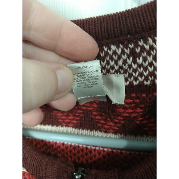 Loft Woman S Cardigan Fair Isle Pocket Front Zip Long Sleeve Cabin Core - Picture 8 of 9